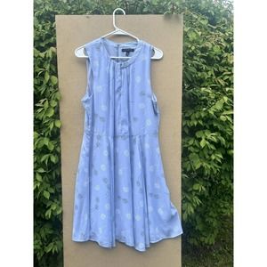 Banana Republic Women’s Blue Floral V Neck Crepe A Line Dress Size 14